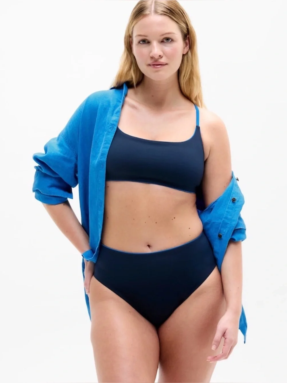 NWT Athleta High Waist Full Tipped Swim Eclipse/Breaker Bottom Sz L (#845277)
